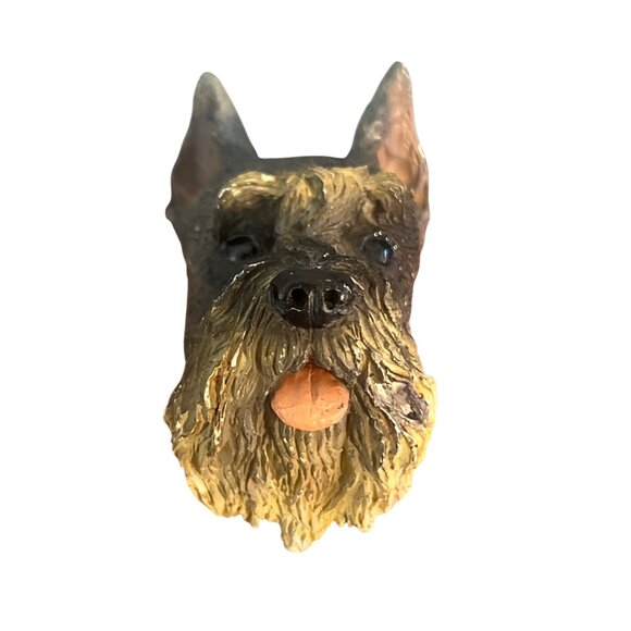 Vintage Gray Schnauzer Dog Head Magnet Conversation Concepts Resin 2.5"  Estate - Picture 1 of 5
